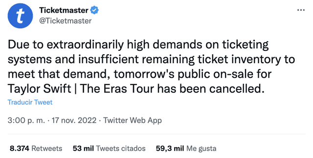 Taylor Swift: venta de boletos para el “Eras tour” fue cancelada por demanda extrema