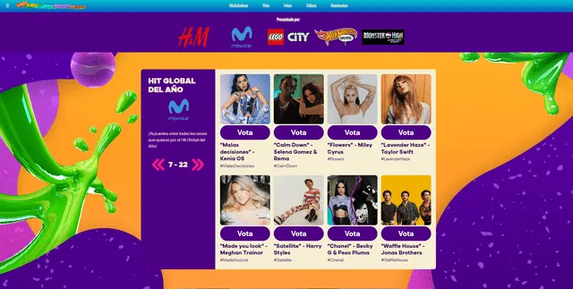  Puedes votar por tu artista favorito desde la web de los KCA. Foto: captura de Nickelodeon   
