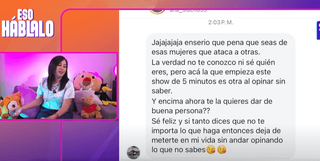  Filtran chats privados entre Grasse Becerra y Ana Siucho. Foto: Eso Háblalo/Instagram   