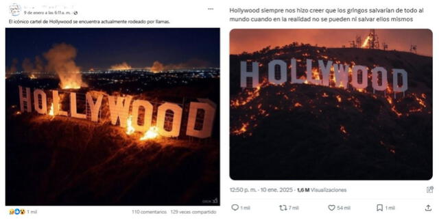 <em>Desinformación sobre Hollywood. Foto: captura de Facebook / X</em> <em>Desinformación sobre Hollywood. Foto: captura de Facebook / X</em>