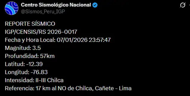 Temblor en Lima. Foto: IGP Temblor en Lima. Foto: IGP