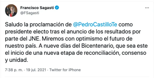 Twitter de Francisco Sagasti