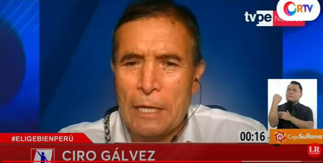 Ciro Gálvez participa vía Zoom en el debate presidencial.
