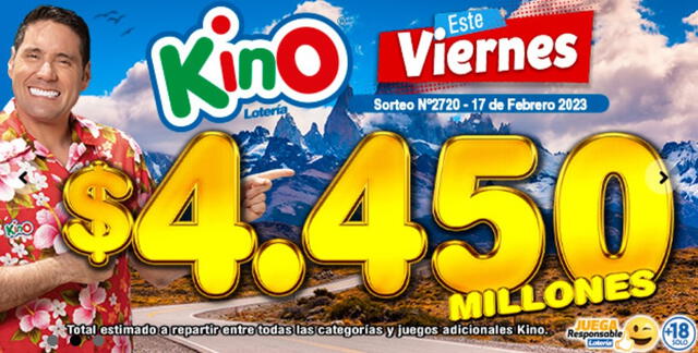 Pozo total del Kino de HOY. Foto: Lotería Kino Pozo total del Kino de HOY. Foto: Lotería Kino