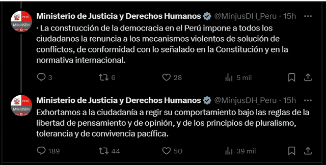 El Ministerio de Justicia se pronuncia sobre la agresión contra Patricia Chirinos 