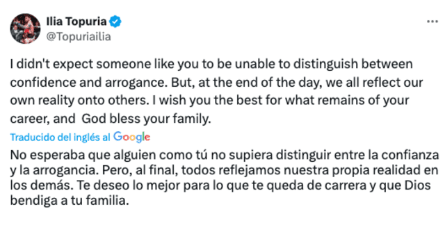 Respuesta de Ilia Topuria a Cristiano Ronaldo tras sus críticas. Foto: captura de Twitter/Ilia Topuria   