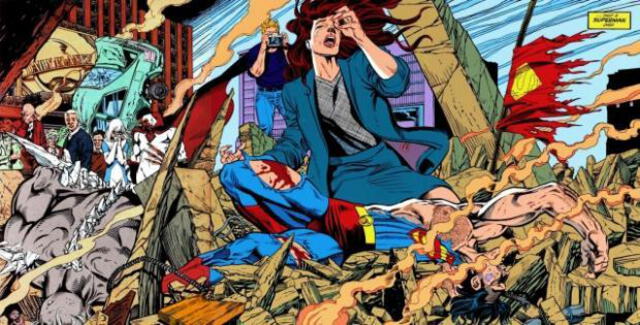 Muerte de Superman vista en el cómic del mismo nombre, publicado en 1992.