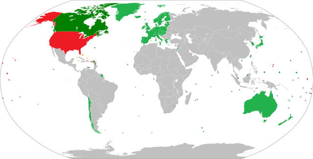  La lista de países cuyos ciudadanos que pueden ingresar a Estados Unidos sin visa. Foto: wikipedia    