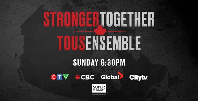 Afiche oficial del evento Stronger Together, programado para el domingo 26 de abril.