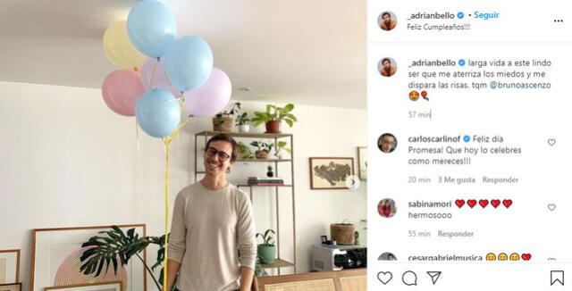 Adrián Bello felicita a Bruno Ascenzo por su cumpleaños. Foto: captura/Instagram