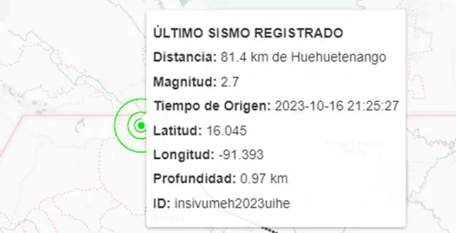 Último temblor hoy en Guatemala. Foto: INSIVUMEH   