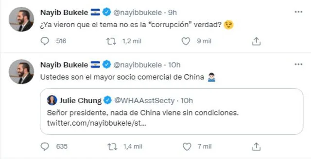 No es la primera vez que Bukele toca temas geopolíticos en redes sociales. Foto: captura de Twitter