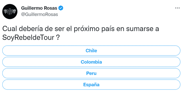 Votación para que RBD venga a Perú. Foto: Twitter
