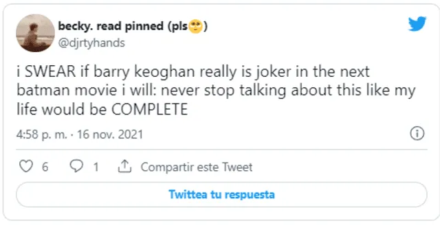 Fanático apoya que Barry Keoghan interprete al Joker. Foto: captura Twitter
