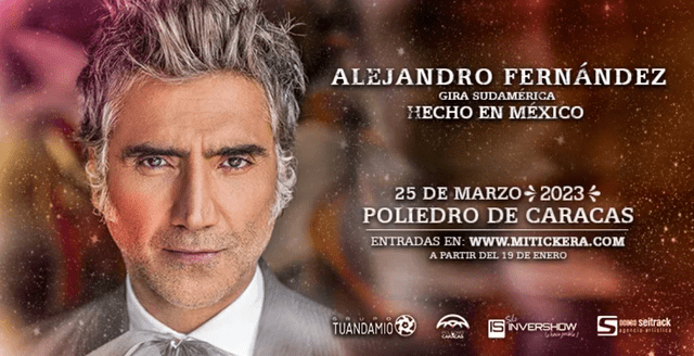 ¿Cómo acceder a las entradas para el concierto de Alejandro Fernández? Foto: MiTickera   