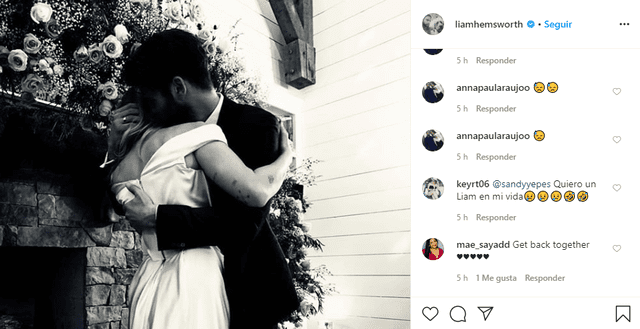 Liam Hemsworth tiene foto de su matrimonio.