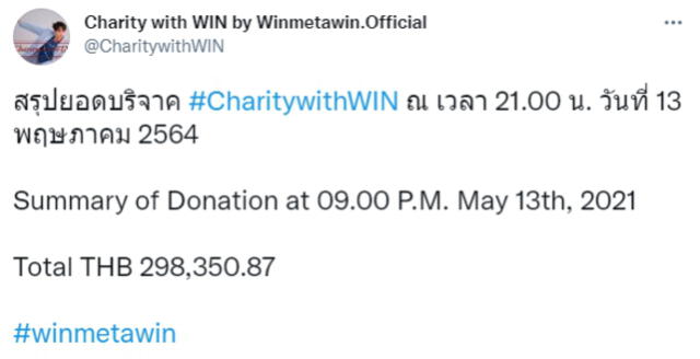 Post de los fans de Win Metawin sobre la campaña para recaudar fondos. Foto: Instagram