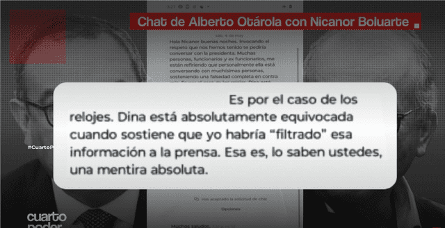  "Dina está absolutamente equivocada", señala Otárola. | Foto: Cuarto Poder   