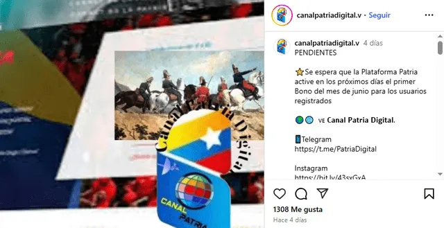 Anuncio de Canal Patria Digital. Foto: Canal Patria Digital/IG