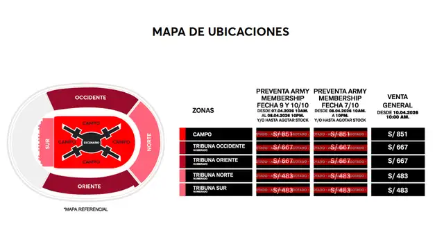 BTS ofrecerá tres conciertos en el Estadio de San Marcos, en Perú, en octubre de 2026