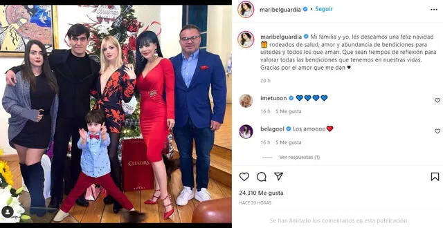 Maribel Guardia celebra la Navidad en familia. Foto: Maribel Guardia/Instagram