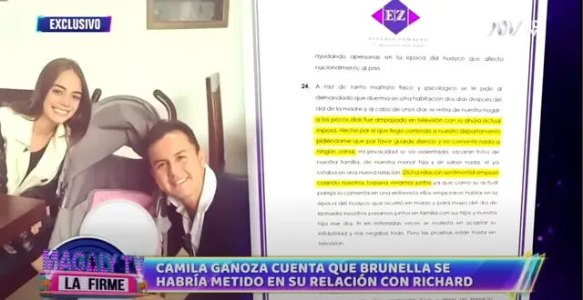 Camila Ganoza indicó que Richard Acuña le pidió que no brindara declaraciones sobre su ampay con Brunella Horna. Foto: Captura ATV.   