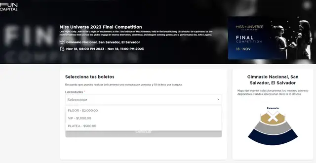 Estos son los precios para asistir a la gala final del Miss Universo 2023. Foto: Fun Capital   