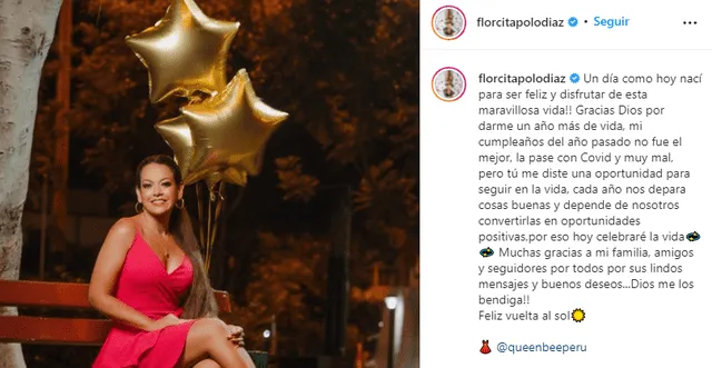 Mensaje de Flor Polo por su cumpleaños. Foto: Flor Polo/Instagram.