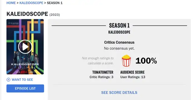 Calificación perfecta para “Caleidoscopio” en Netflix Calificación perfecta para “Caleidoscopio” en Netflix