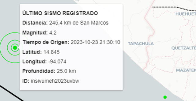  Último temblor hoy en Guatemala. Foto: INSIVUMEH    