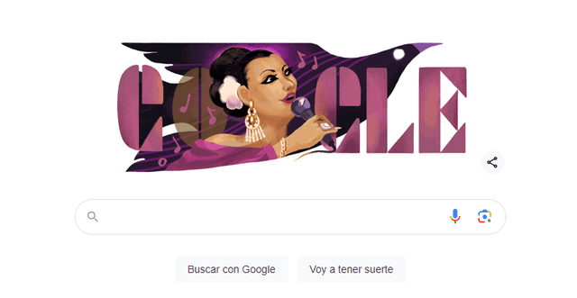 Así luce el buscador de Google con el homenaje a Lola Beltrán. Foto: Google   