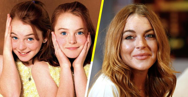 Lindsay Lohan cuando interpretó a las gemelas a los 11 años, junto a la foto de cómo luce ahora. (Foto: Sopitas)