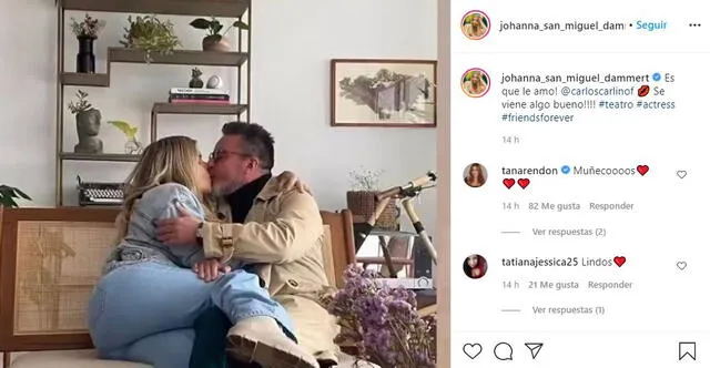 Johanna San Miguel se besa con Carlos Carlín. Foto: captura/Instagram