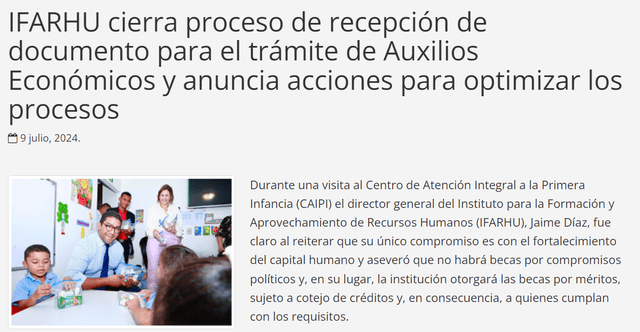 Ya no están abiertas las inscripciones para los auxilios económicos. Foto: Ifrahu   