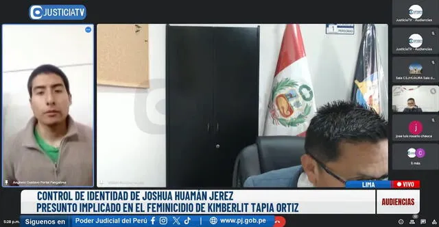 Joshua Huamán Jerez es acusado de feminicidio. Foto: Justicia TV/YouTube   