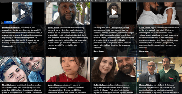  La plataforma web revela los rostros y nombres de casi 700 inmigrantes desaparecidos durante las redadas migratorias realizadas en Estados Unidos. Foto: Desaparecidos en Estados Unidos (sitio web).   