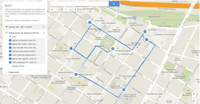 Google maps te permite hacer diferentes recorridos. Foto: Google Maps