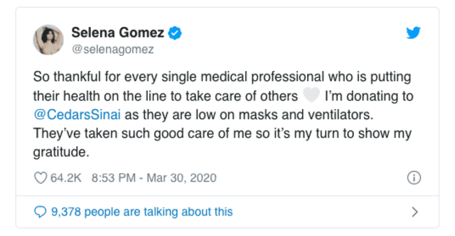 Selena Gomez en Twitter