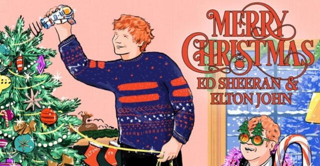 Ed Sheeran y Elton John recrearon una de las escenas más famosas del cine navideño del filme Love actually. Foto: difusión