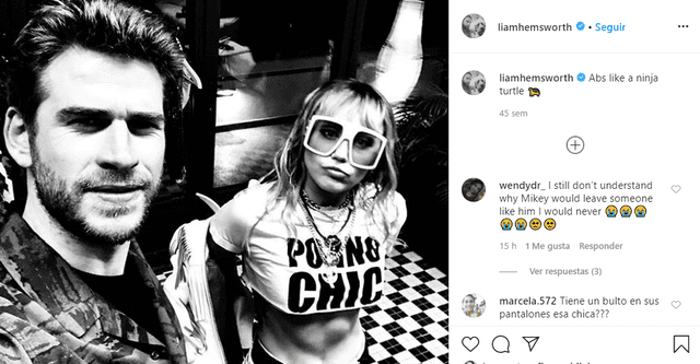 Liam Hemsworth aún mantiene fotos de Miley Cyrus en su Instagram.