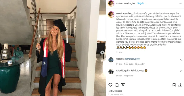 Mónica Zevallos dedica conmovedoras palabras a su hija tras su graduación. Foto: Mónica Zevallos/Instagram.