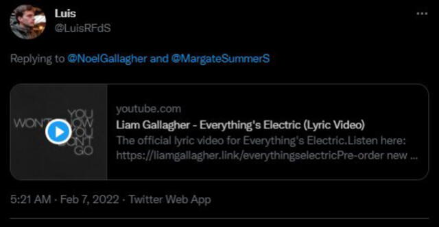 Varios usuarios compararon al artista con su hermano Liam Gallagher. Foto: Twitter Noel Gallagher