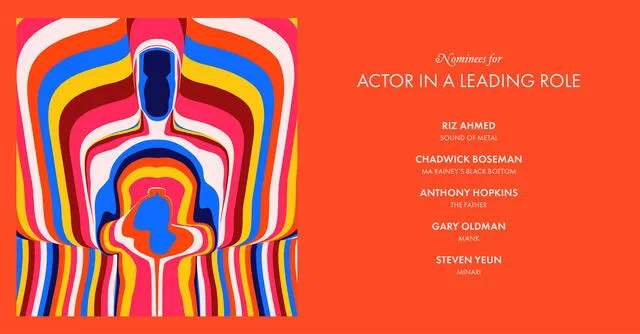 Nominados a mejor actor en los Oscar 2021. Foto: The Academy