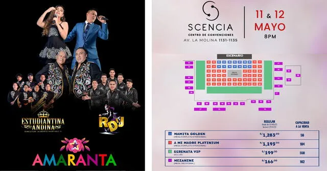  Precios para el concierto de Amaranta, "Serenata a Mamá". Foto: captura Teleticket<br><br>  