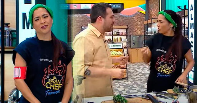 Katia Palma y Giacomo Bocchio nuevamente interactuaron en "El gran chef: famosos". Foto: captura/Latina   