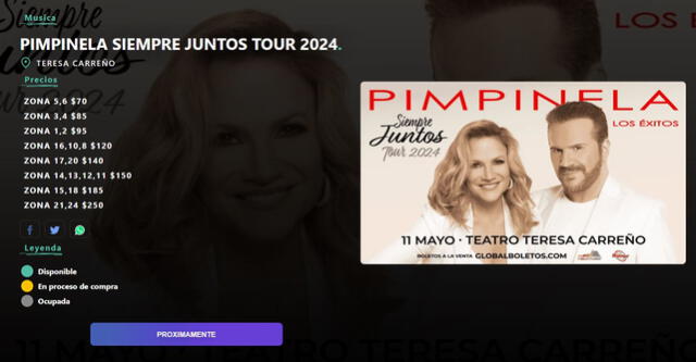  Productora del concierto de Pimpinela en Venezuela reveló el precio de las entradas. Foto: Global Boletos<br>   