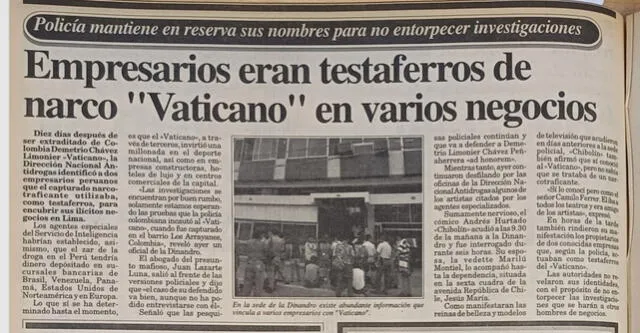 Desde hace 30 años "Chibolín" es relacionado con el narcotraficante "Vaticano" y el lavado de activos de sus propiedades. Foto: La República   