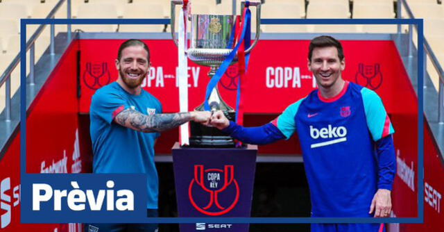 Los capitanes del Barcelona y Athletic posando con la Copa. Foto: FC Barcelona