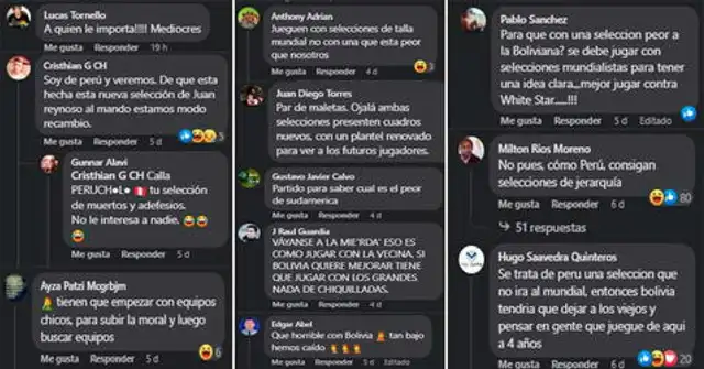 Comentarios de los hinchas bolivianos. Foto: captura de Facebook Comentarios de los hinchas bolivianos. Foto: captura de Facebook