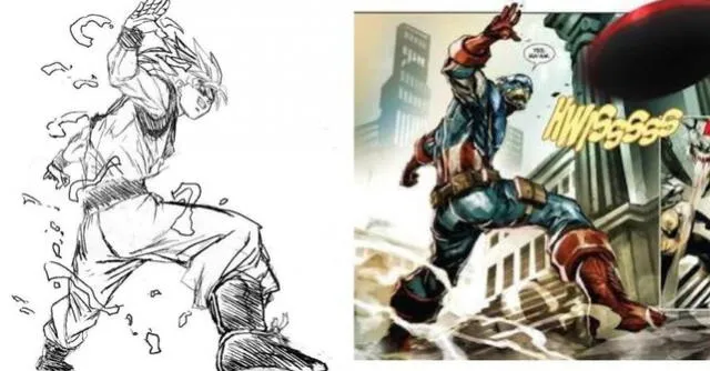 Goku inspirado en Capitán América por Toyotaro - Fuente: Twitter - Fuente: difusión Goku inspirado en Capitán América por Toyotaro - Fuente: Twitter - Fuente: difusión